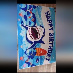 Blue Shark Birthday Banner